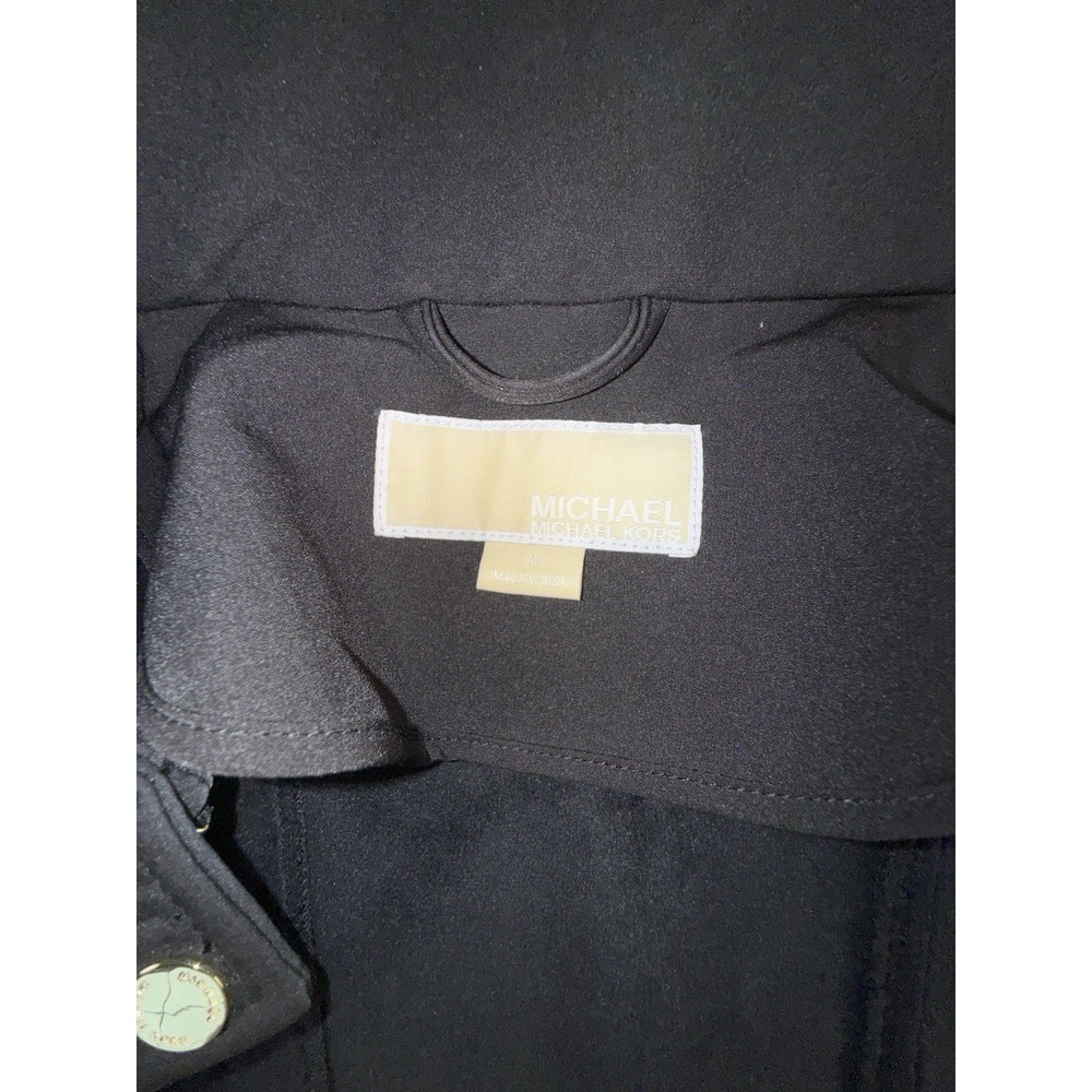 Michael Kors Women Black Utility Jacket Full Zip Hooded Gold Hardware Size M - Picture 6 of 8